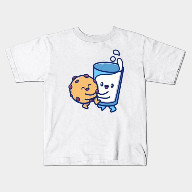 Cute Milk And Cookies Hugging Kids T-Shirt by Catalyst Labs